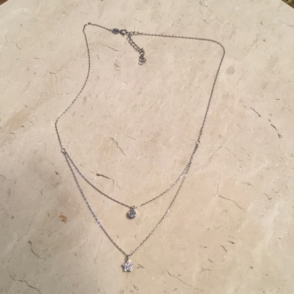 Sterling Silver Double Layer Cz Necklace - Picture 4 of 12